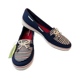 Grasshoppers Windham Stripe Boat Shoe Women Size 12 Navy Red